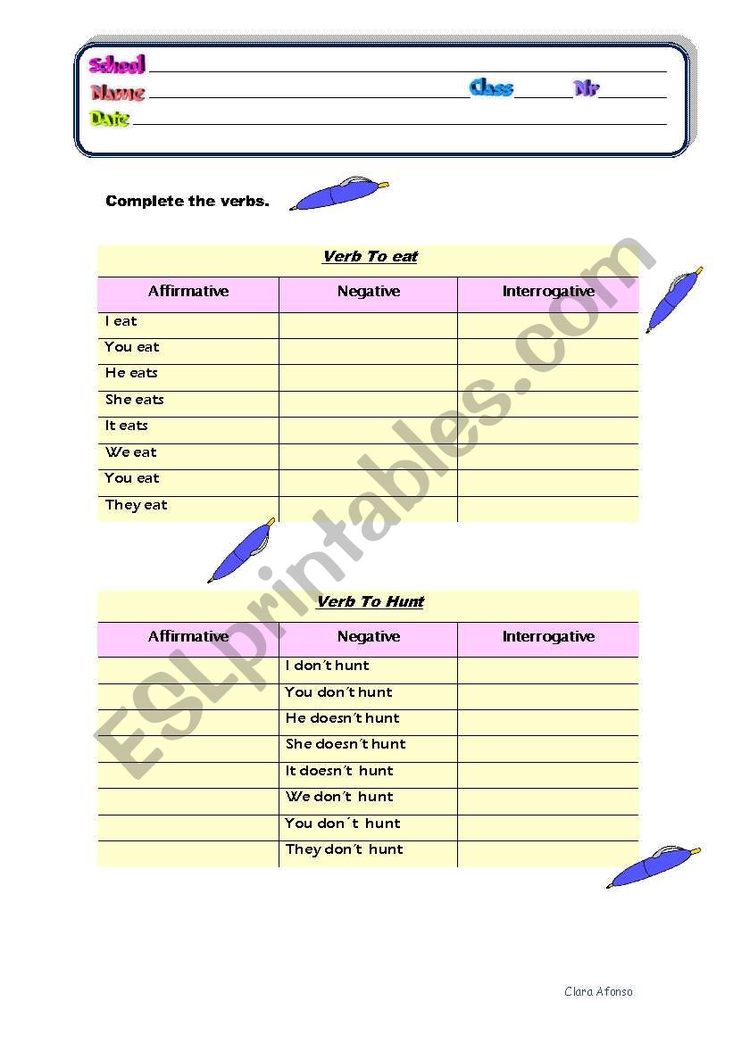 To do ( affirmative, negative and interrogative )