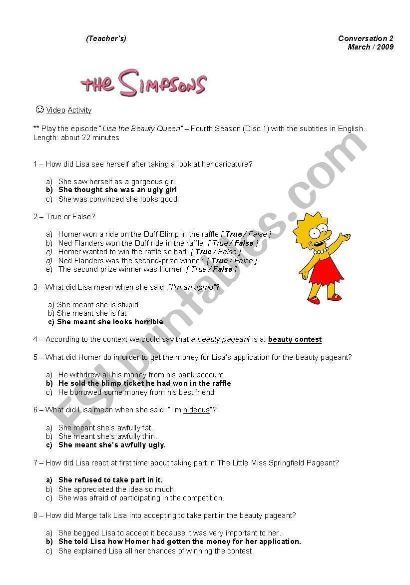 Movie-conversation class based on the Simpsons episode 