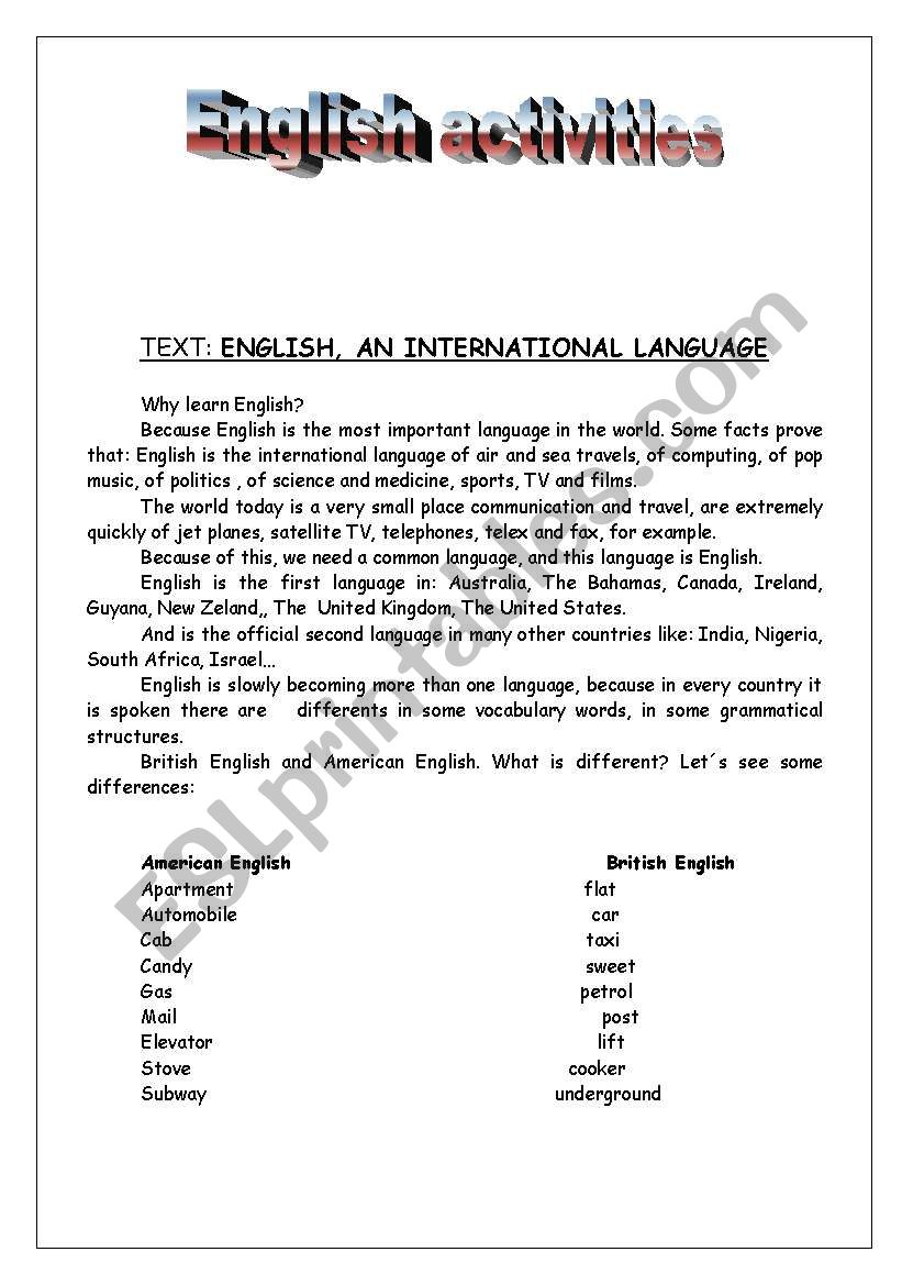 English :an international language