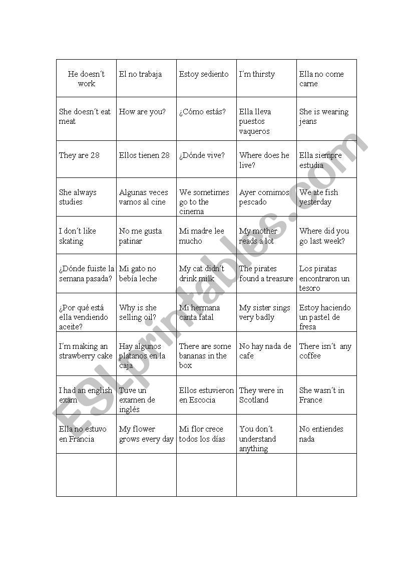 MEMORY GAME worksheet