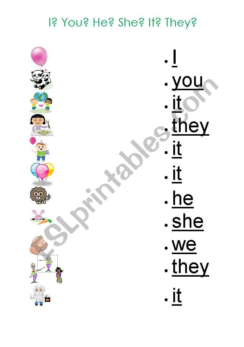 Pronouns Worksheet for Kids worksheet