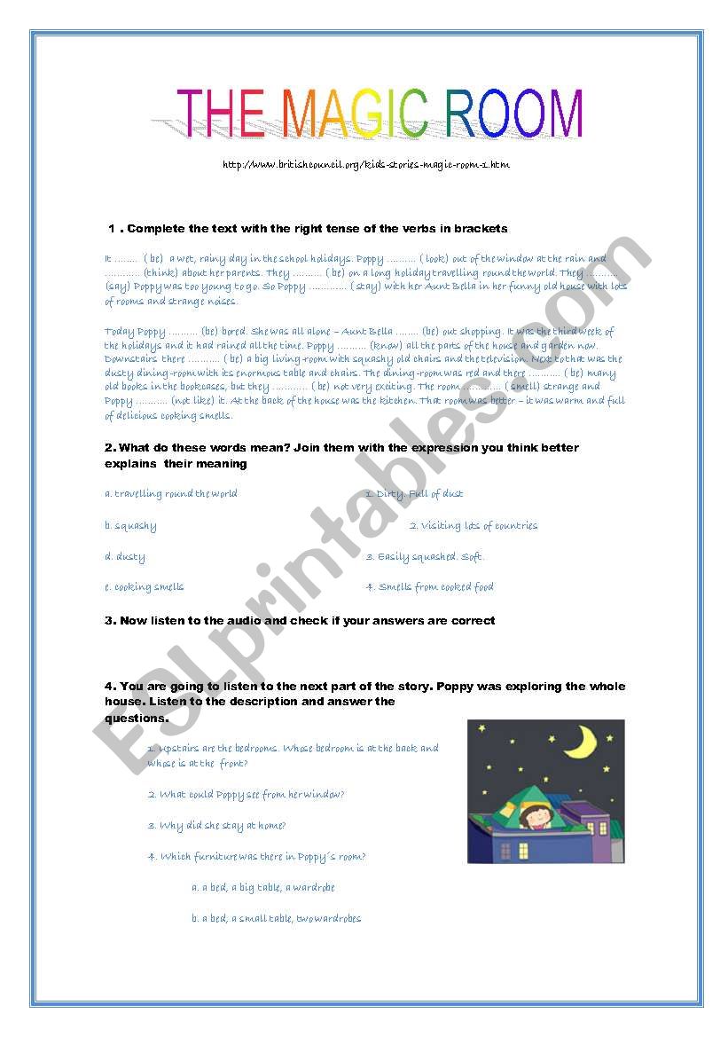 the magic room worksheet