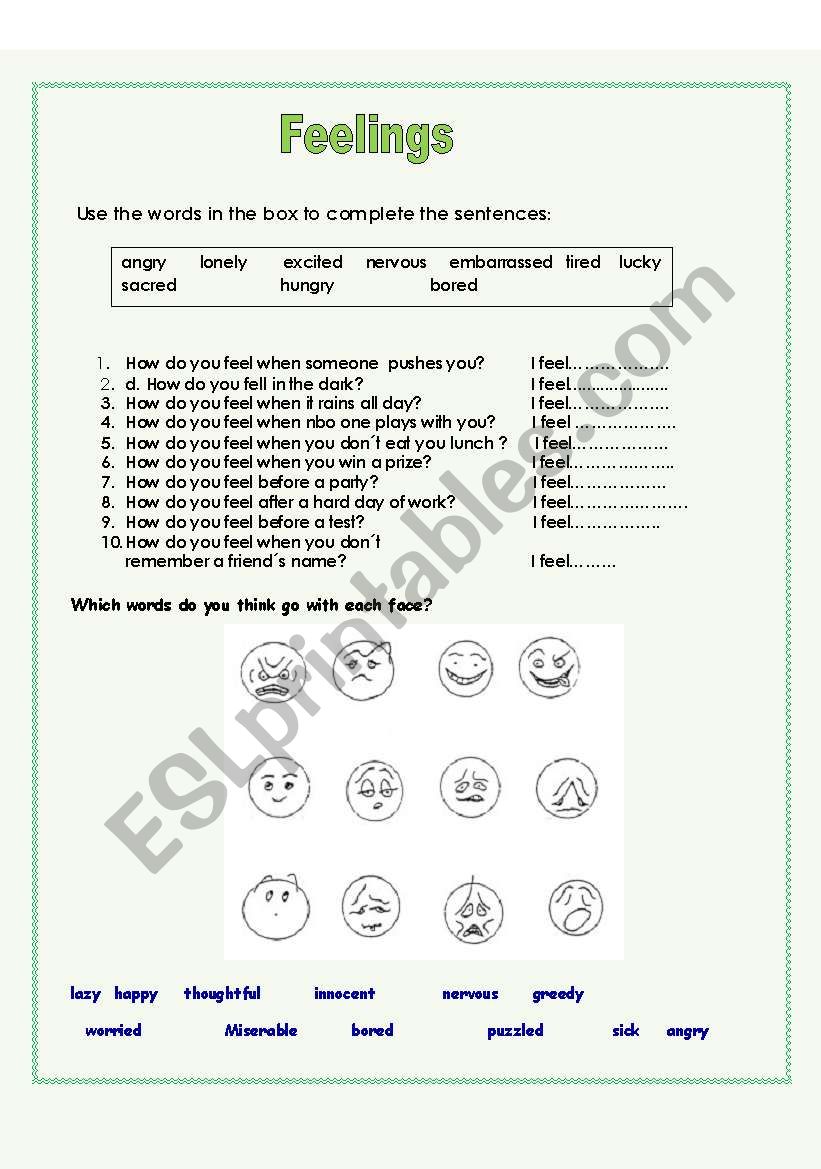 FEELINGS worksheet