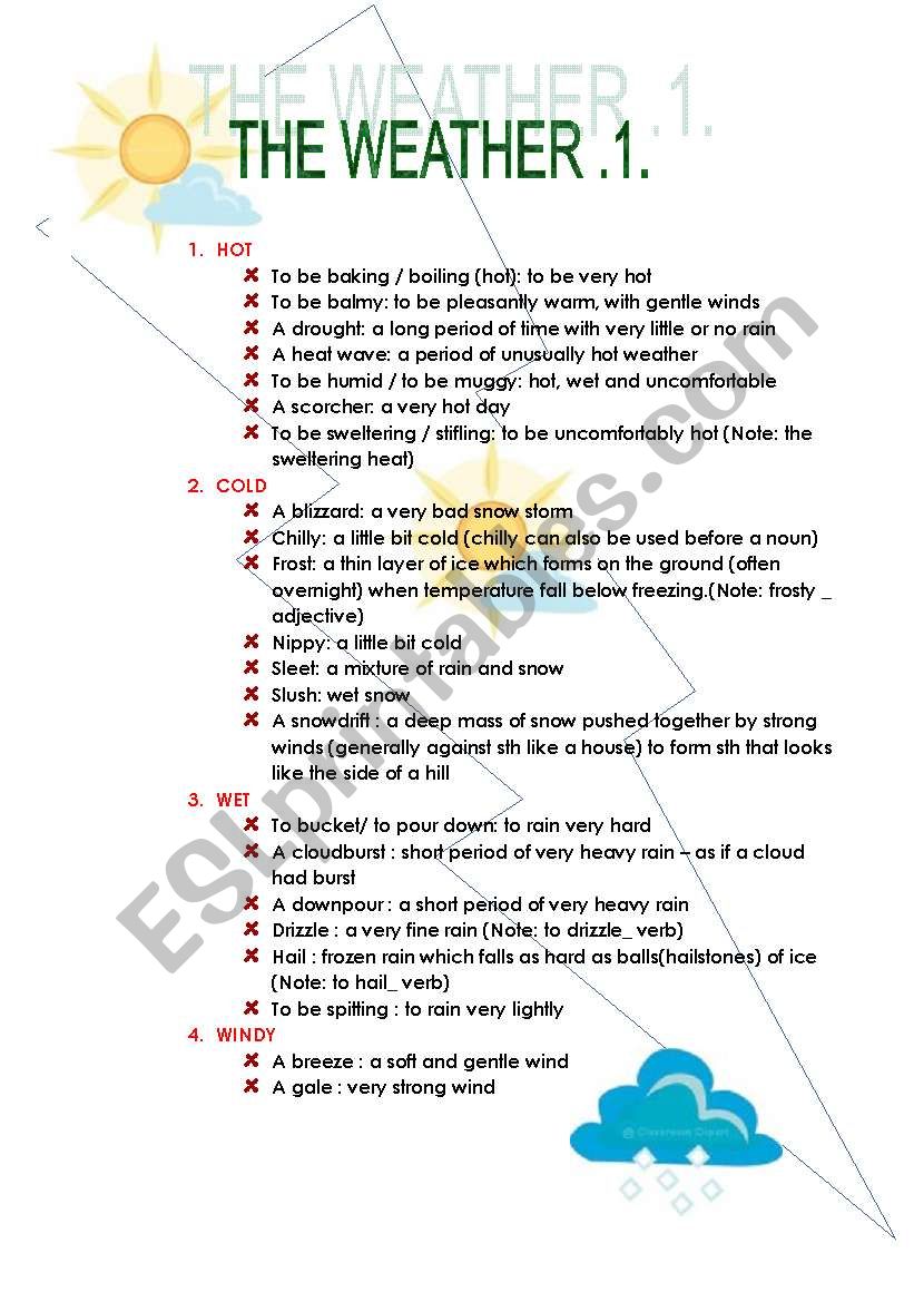 THE WEATHER 1 worksheet