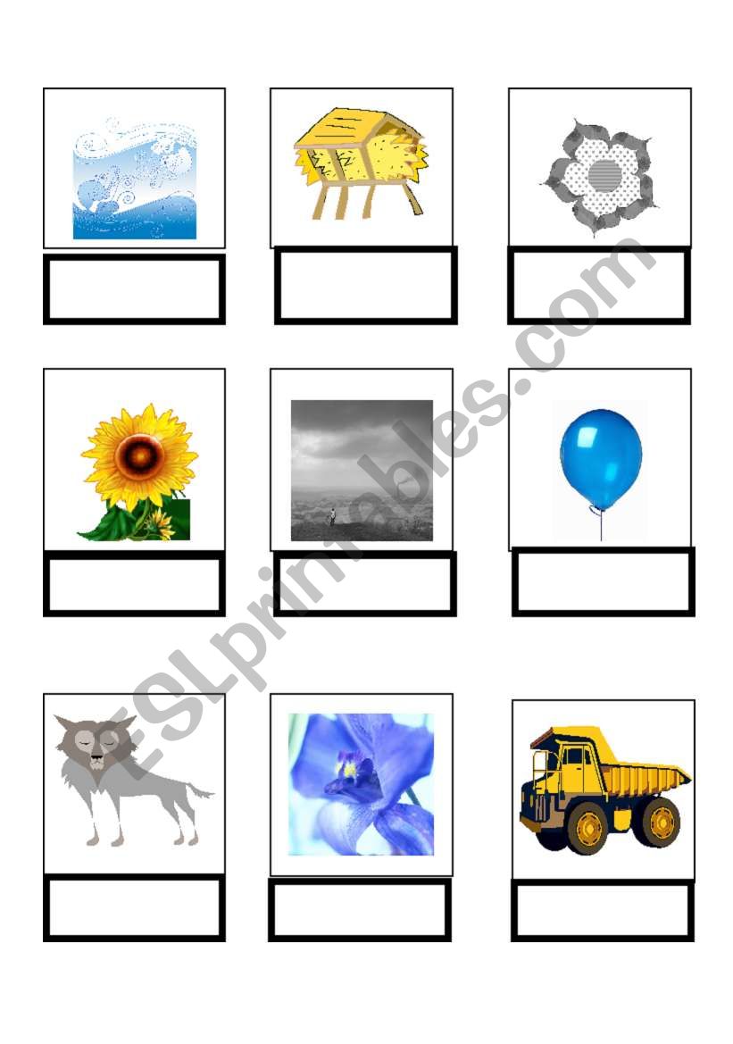 Word Match Color Blue, Yellow, Gray- 2