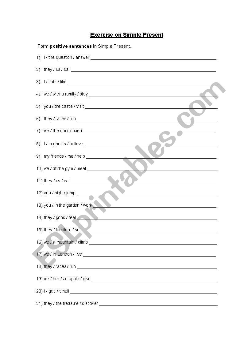 Simple present worksheet