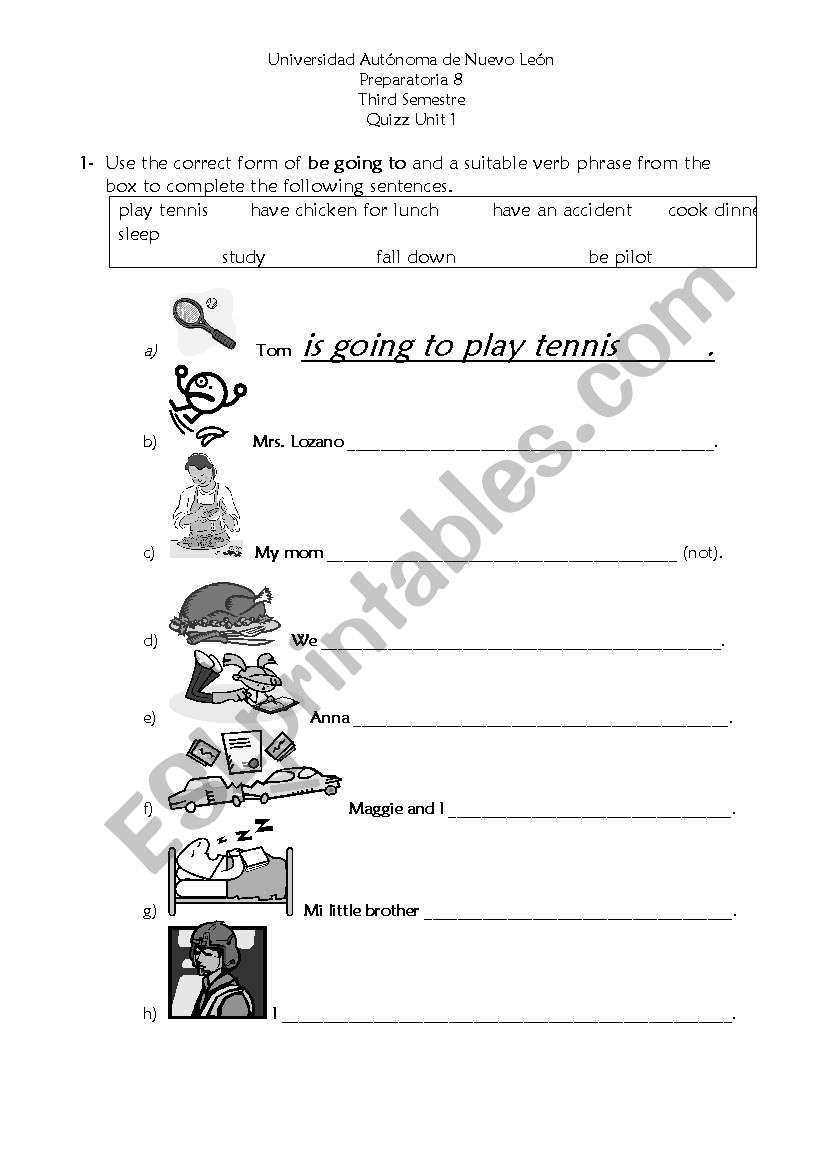 Be going to exercise worksheet