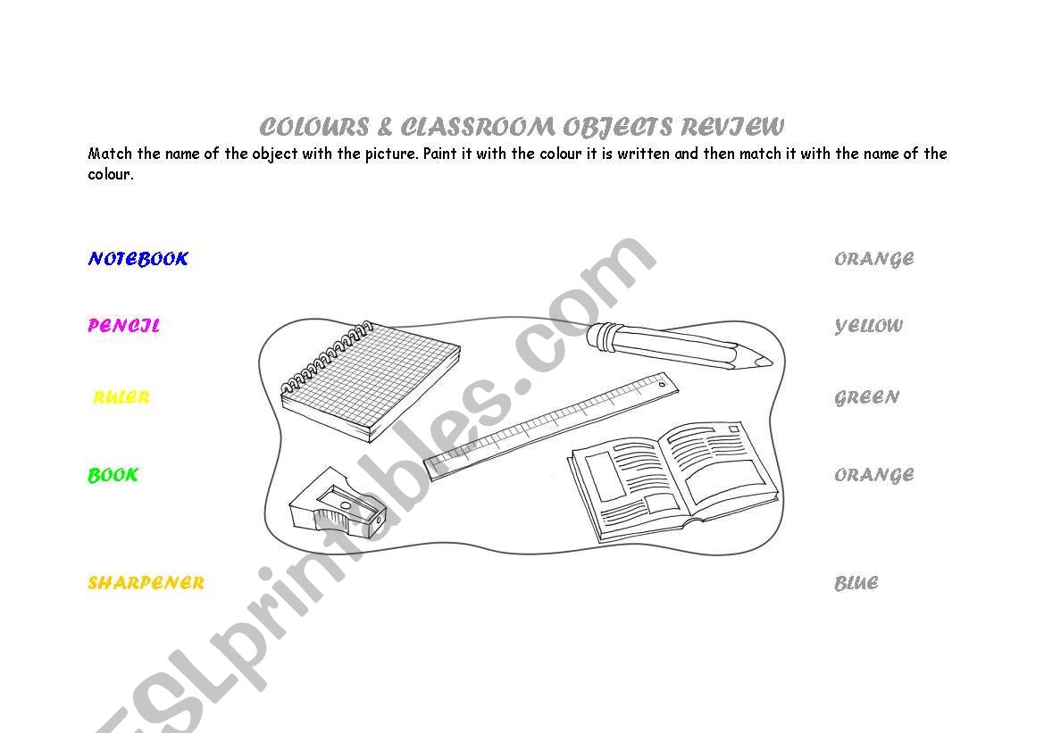 CLASSROOM OBJECTS worksheet