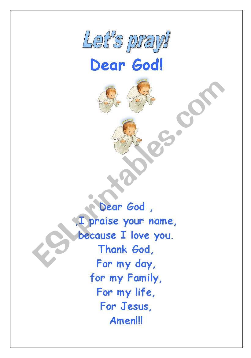 Pray:dea rGod worksheet