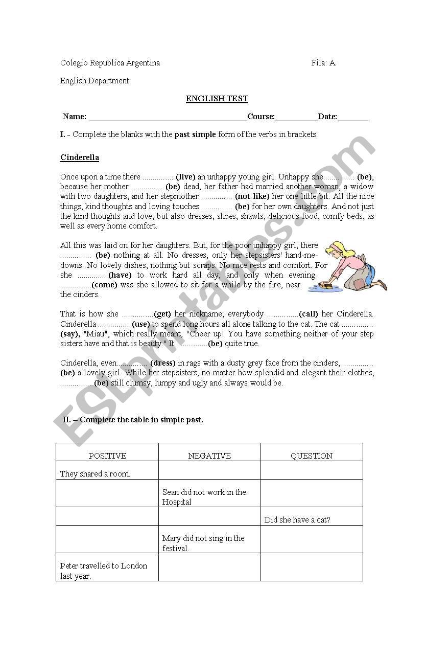 English test  worksheet