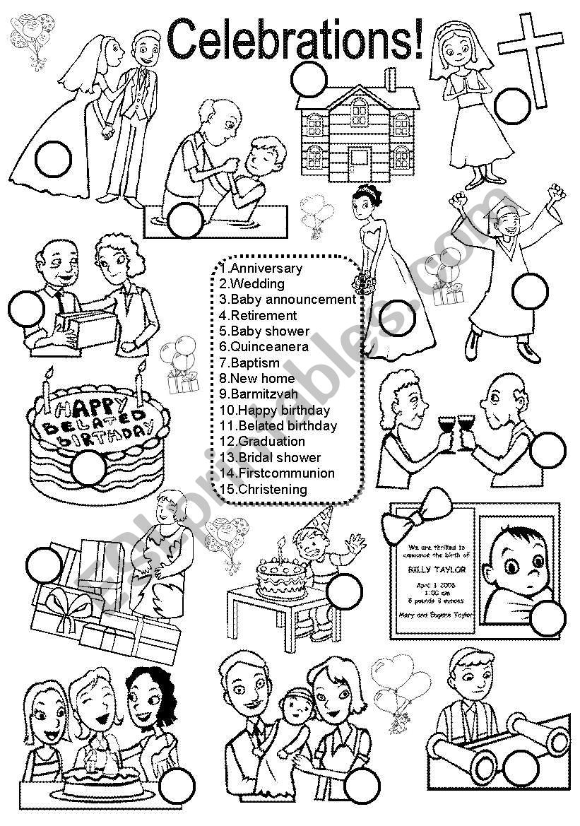 Celebrations worksheet