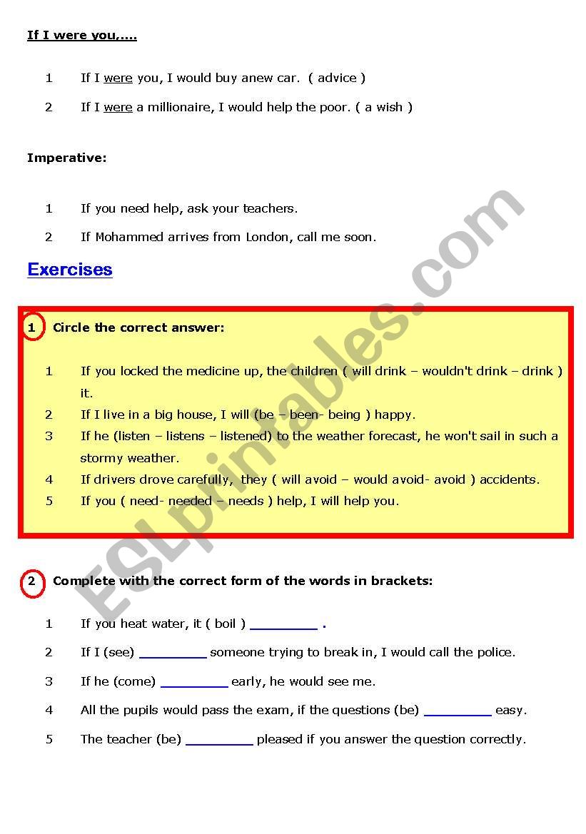 IF conditional type 2 worksheet