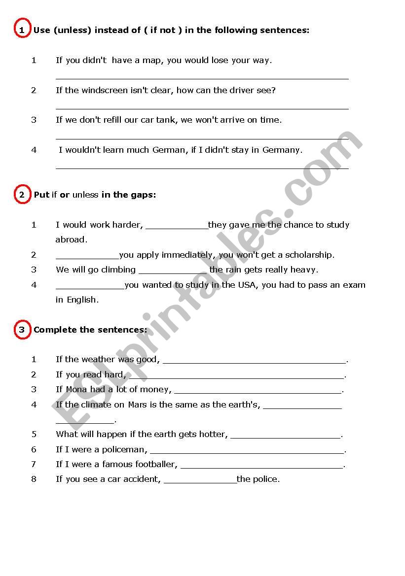 Exercise on conditionals worksheet