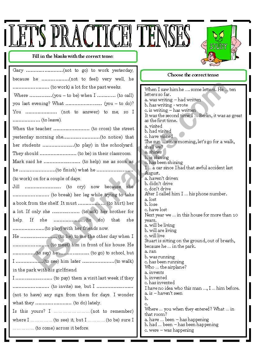 LETS PRACTICE! TENSES worksheet