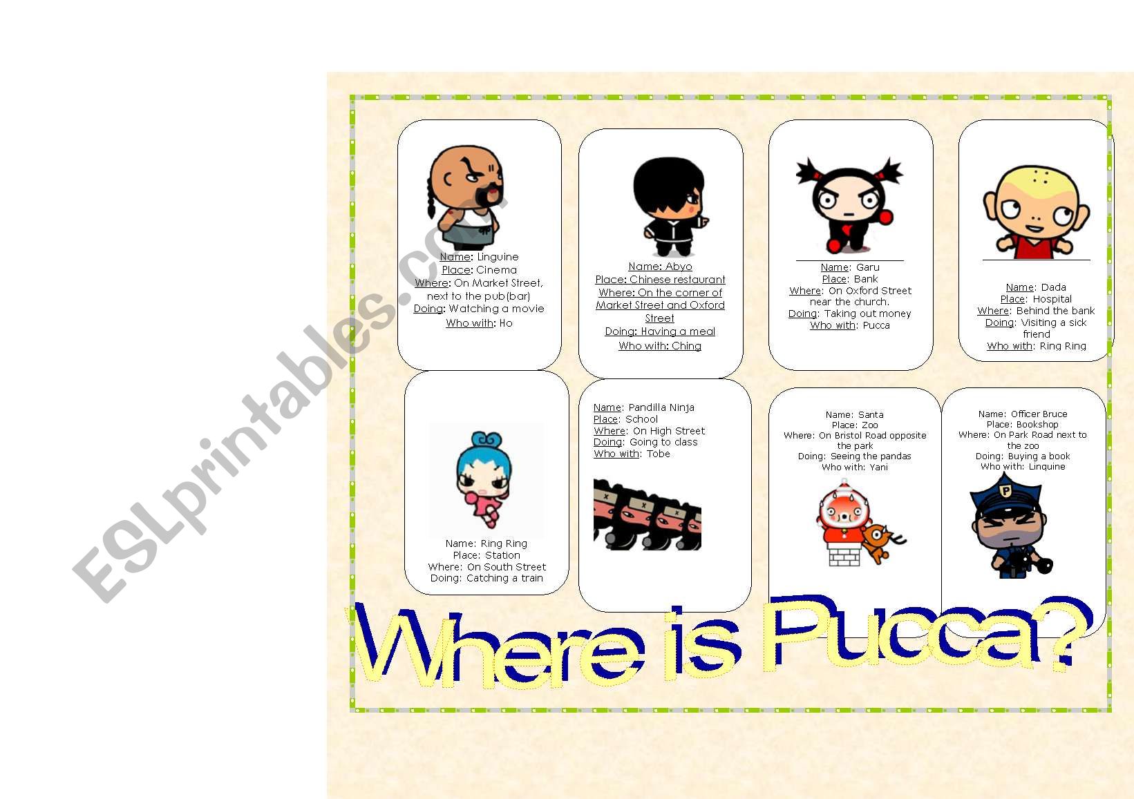 Where is Pucca? worksheet