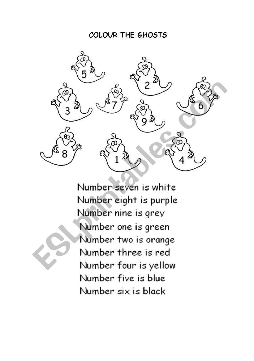 Colour the ghosts worksheet