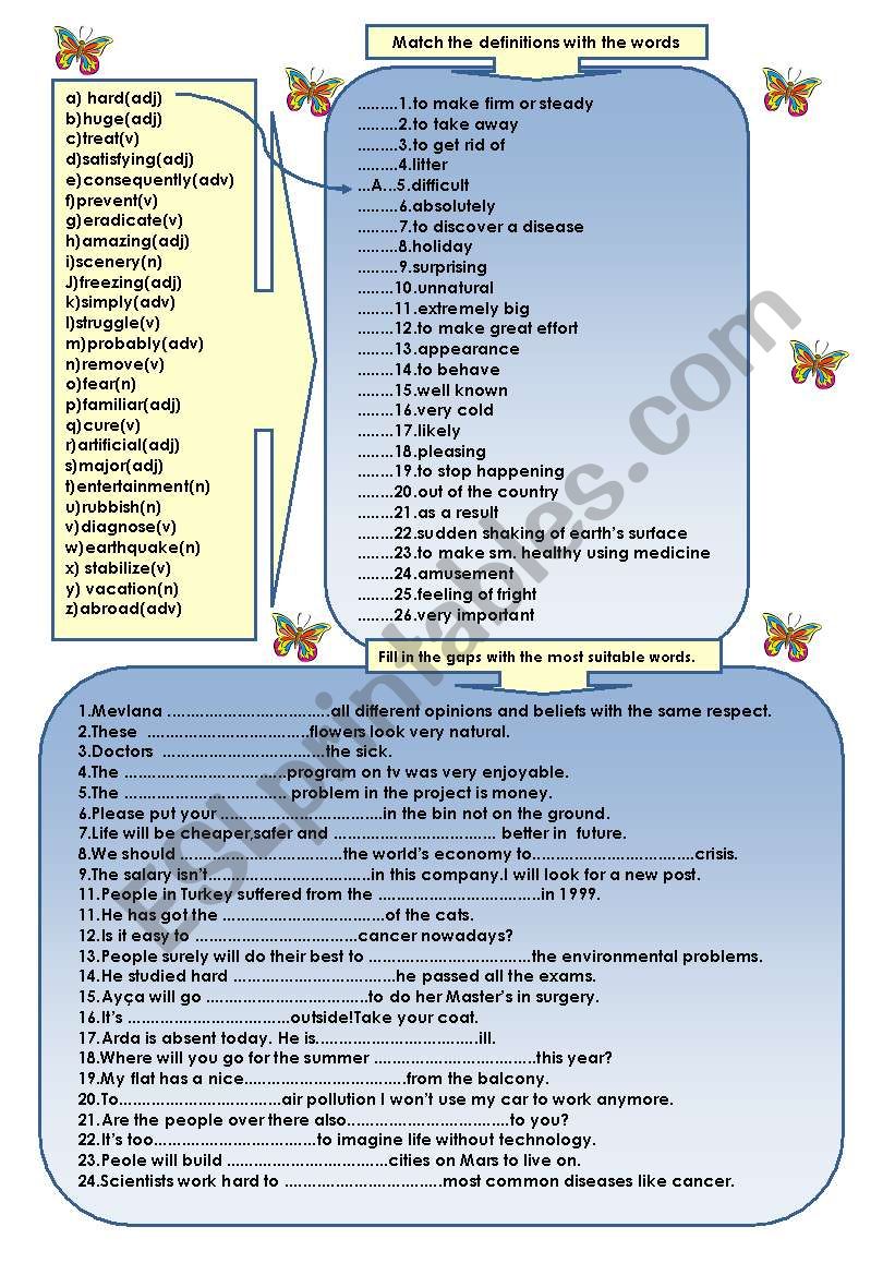 vocabulary practice for elementary or pre-int. Sts