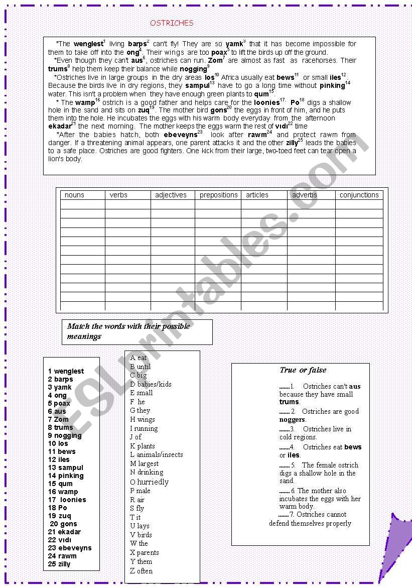 PARTS OF SPEECH 2 worksheet