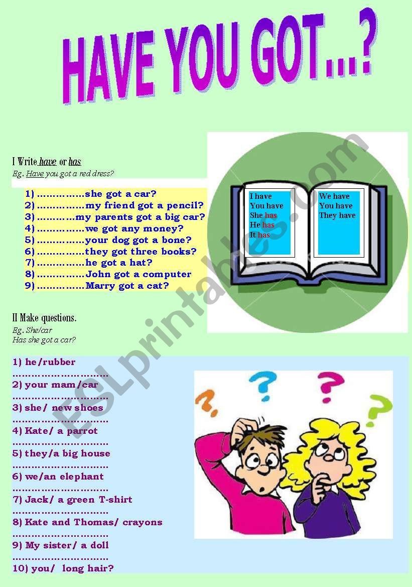 Have you got?  Elementary worksheet