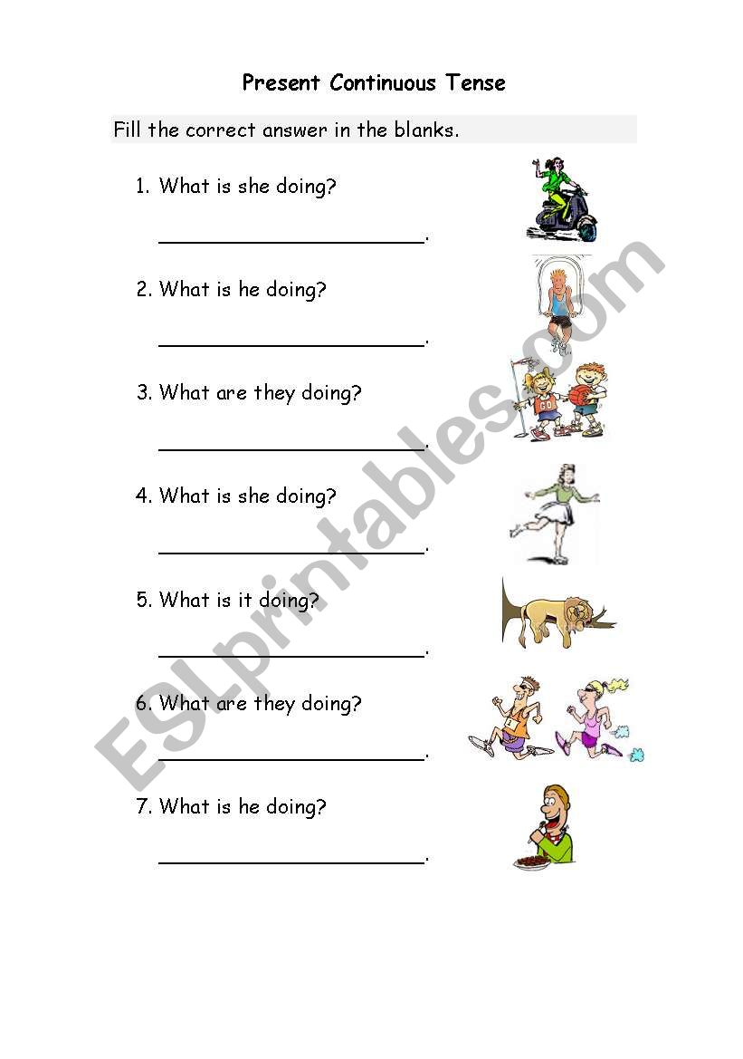 Present Continuous Tense worksheet