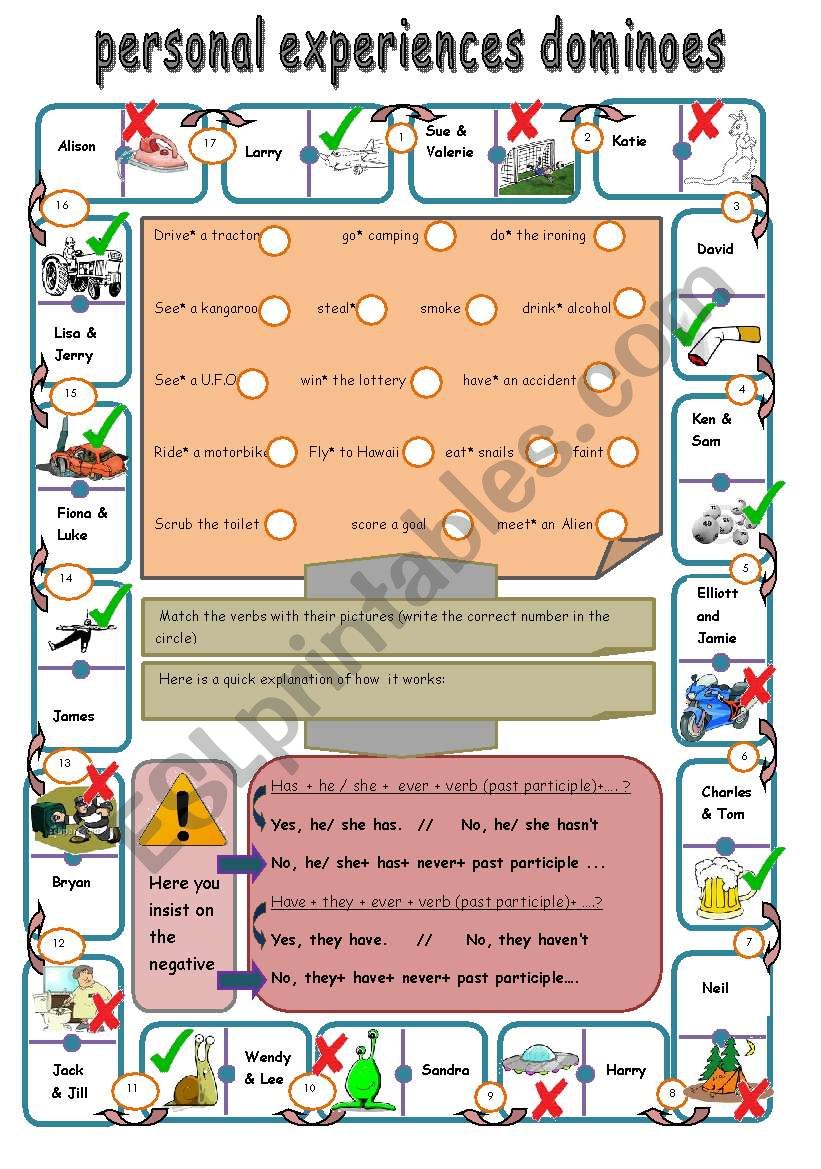 present perfect simple dominoes