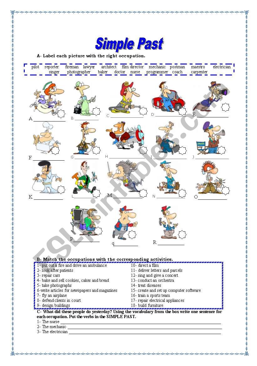 JOBS and SIMPLE PAST worksheet