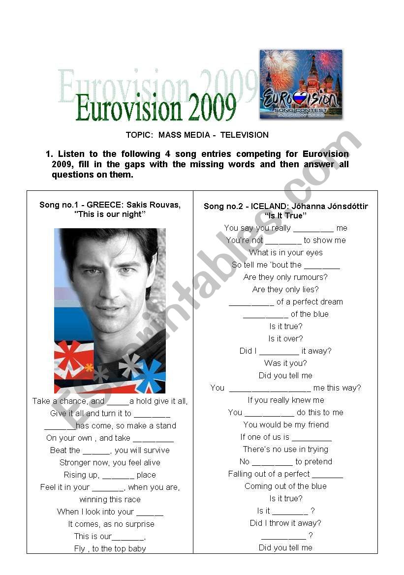 Song listening - Eurovision 2009