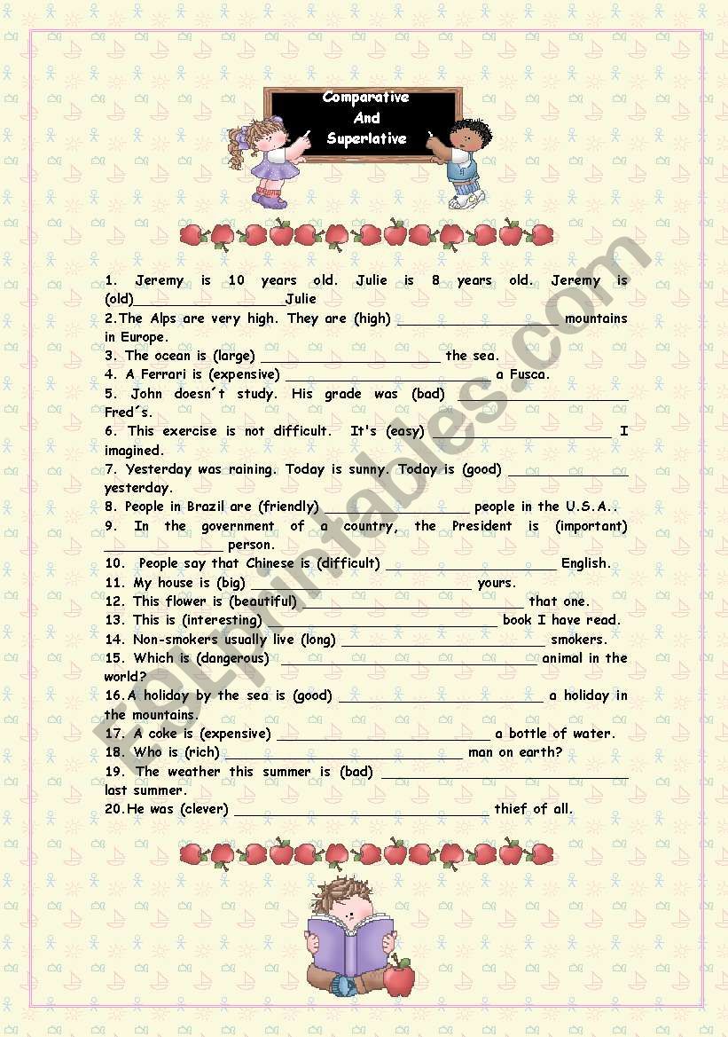 Comparative and Superlative worksheet