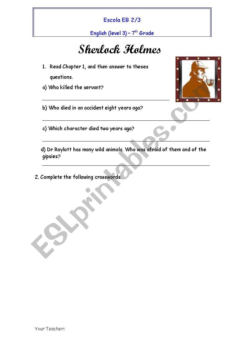 sherlock holmes worksheet