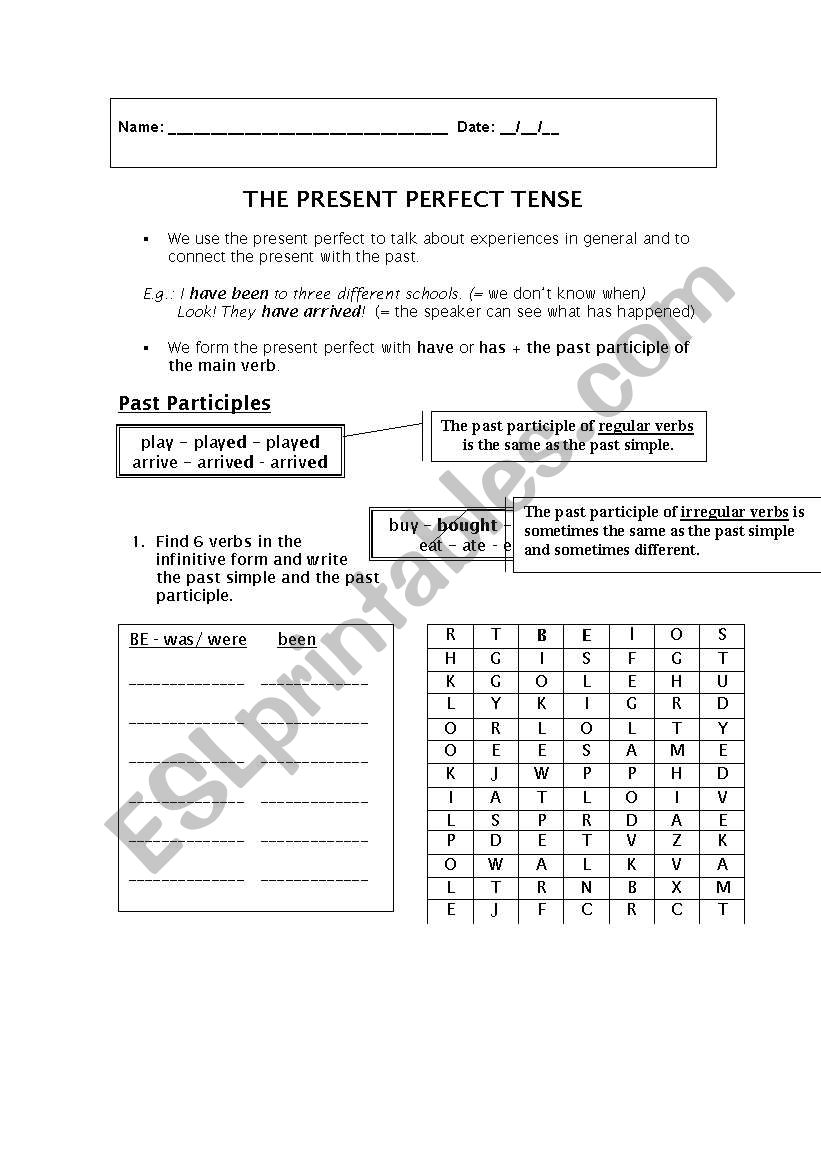 Present Perfect - explanation + structural exercises