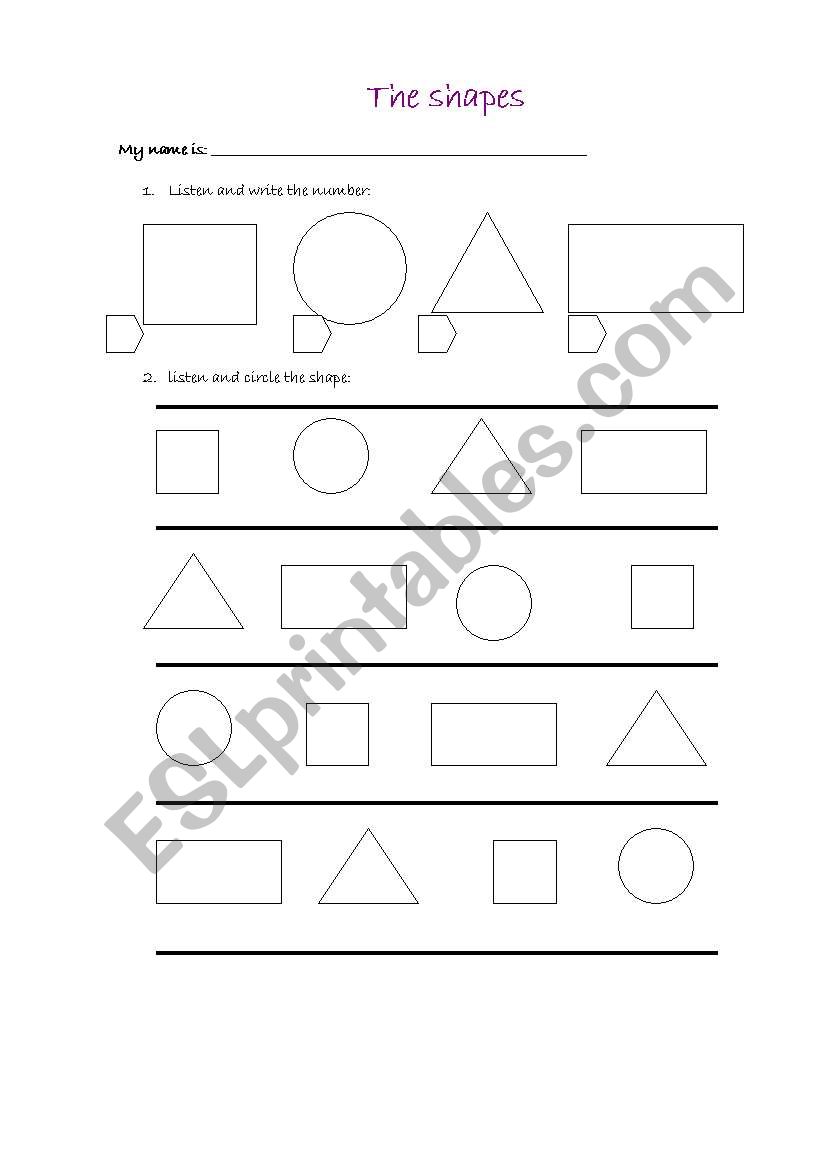 the shapes worksheet