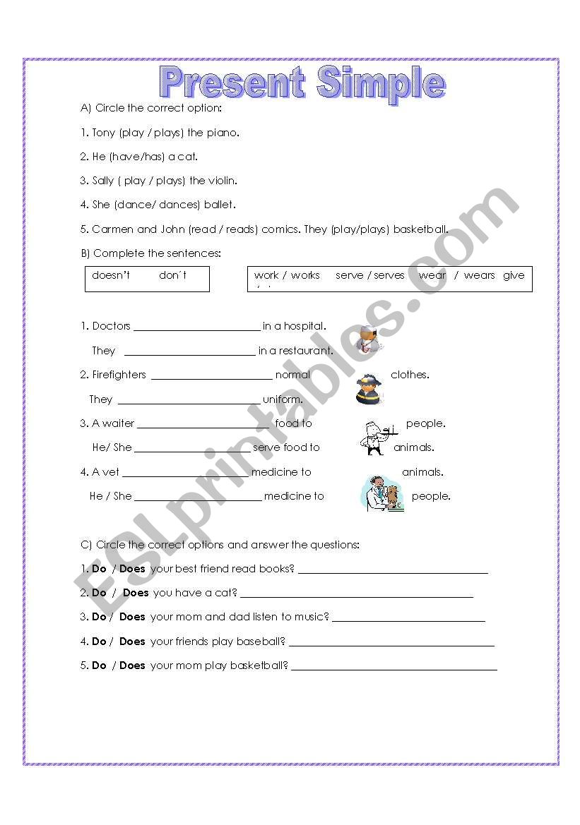 Present Simple Review - ESL worksheet by @ngel