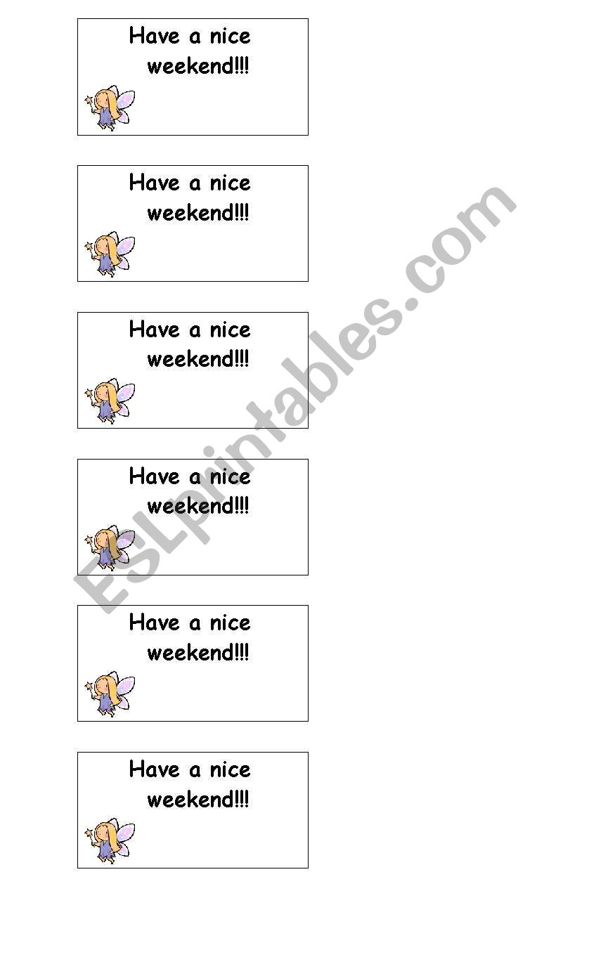 Have a nice weekend worksheet