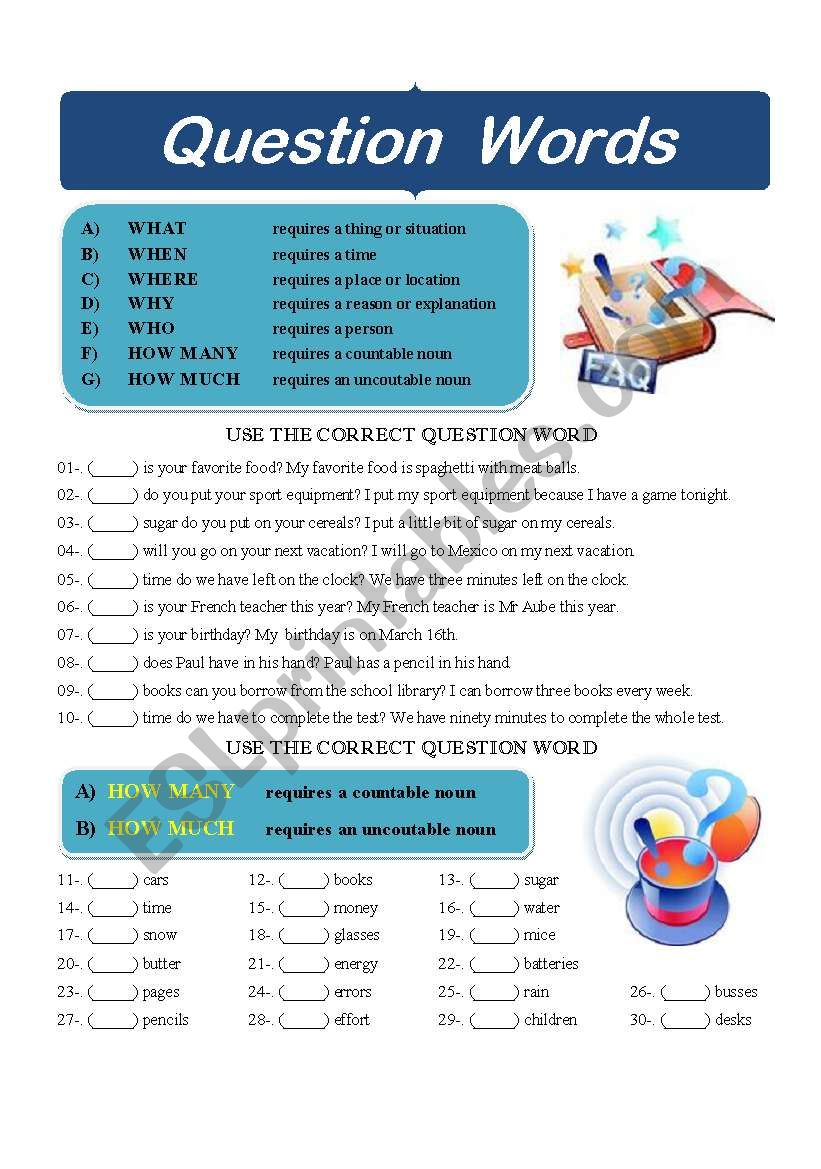 Question Words 003 worksheet