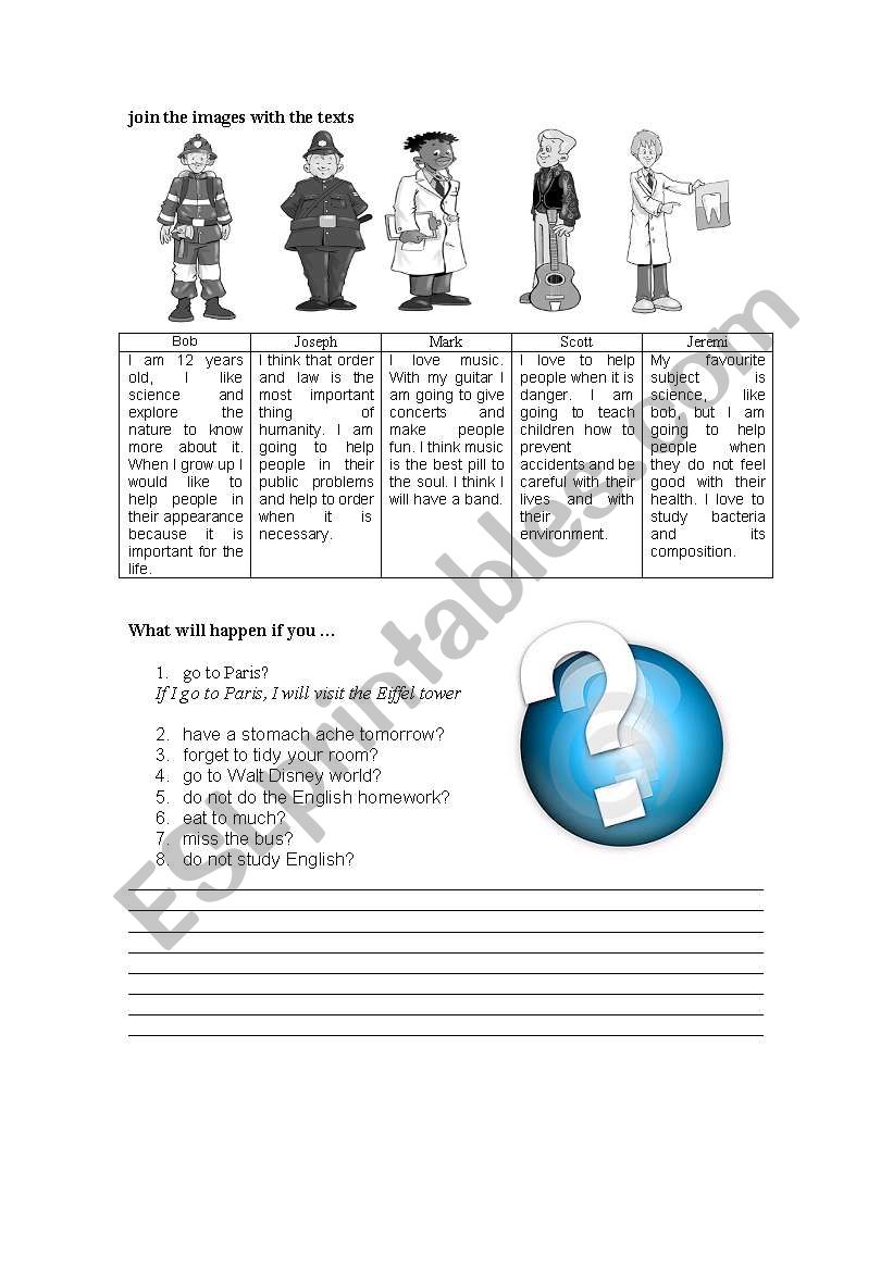 Will and first conditional worksheet