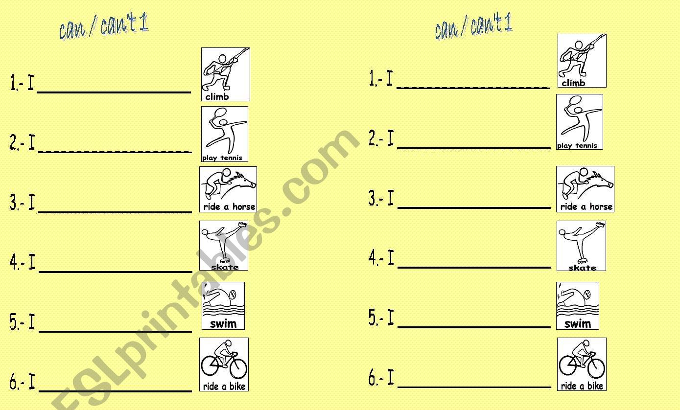 I can / I can´t worksheet