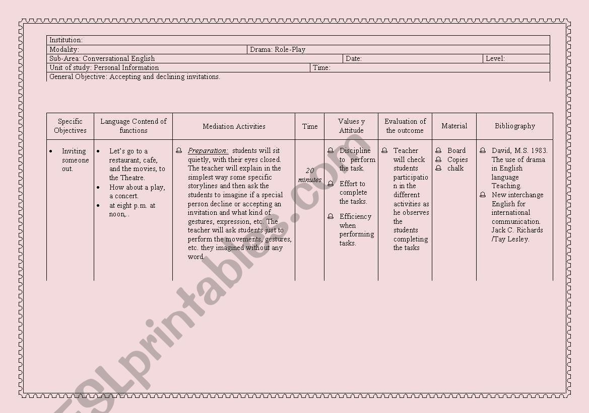 Lesson Plan based on Role-play #2