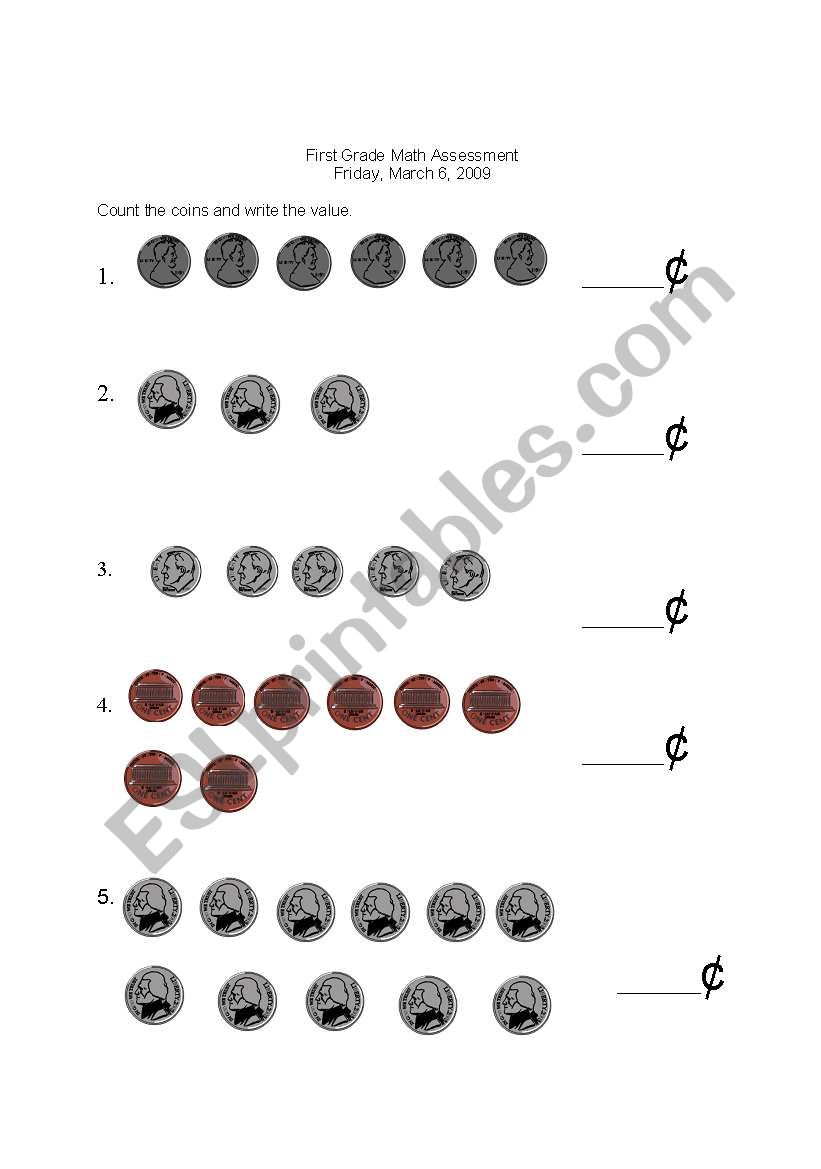 Counting Coins worksheet