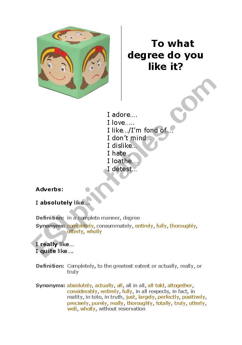 likes & dislikes: part 1 worksheet