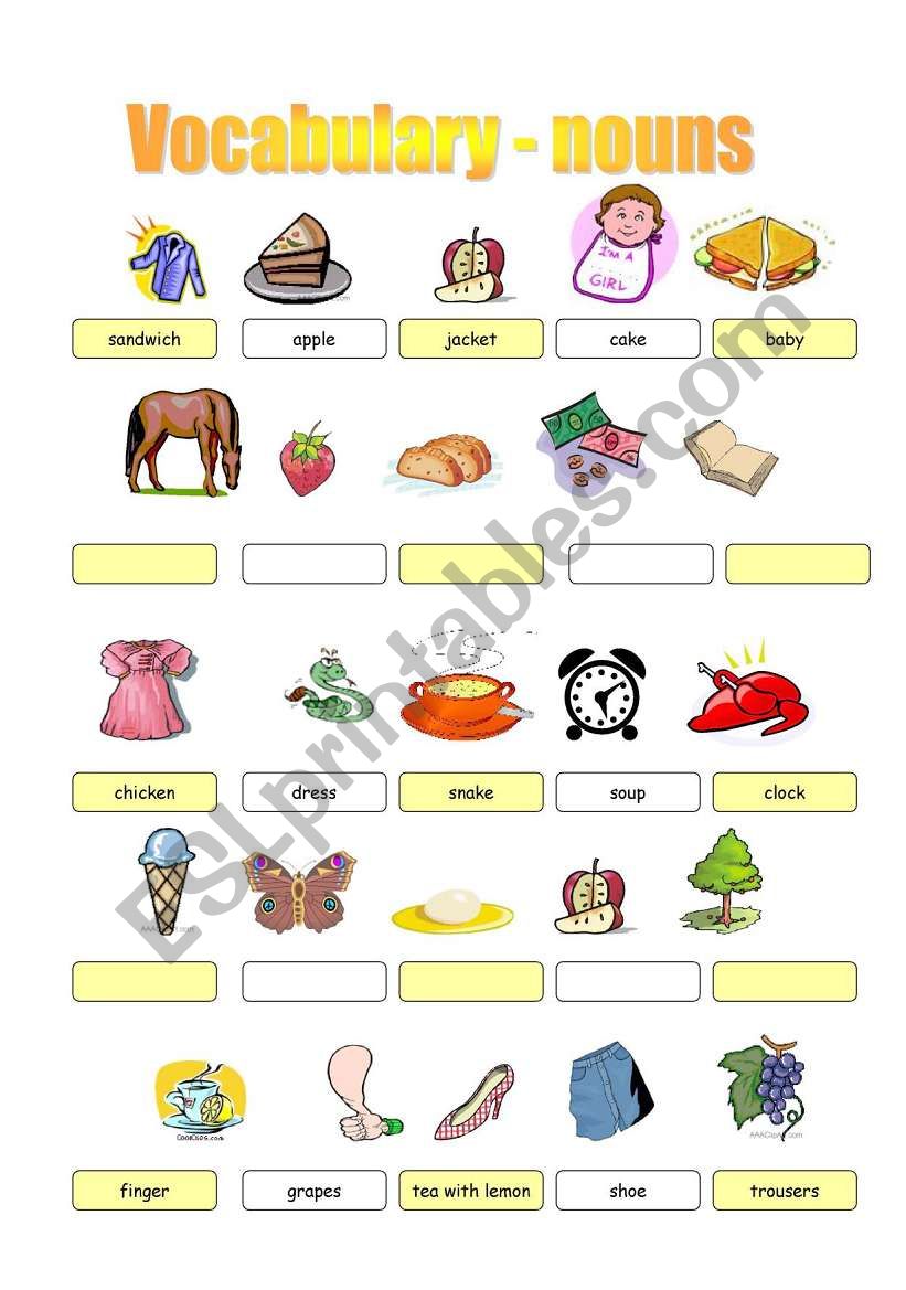 VOCABULARY, NOUNS worksheet