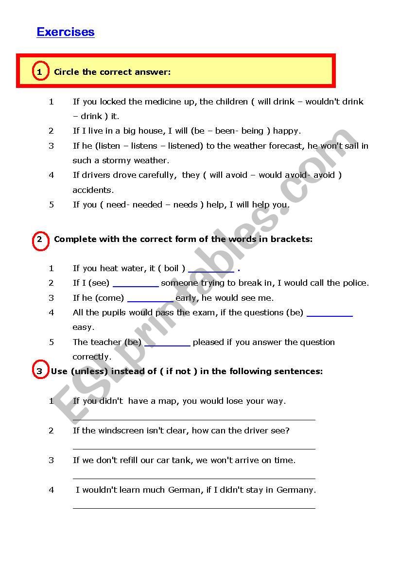 Conditionals worksheet