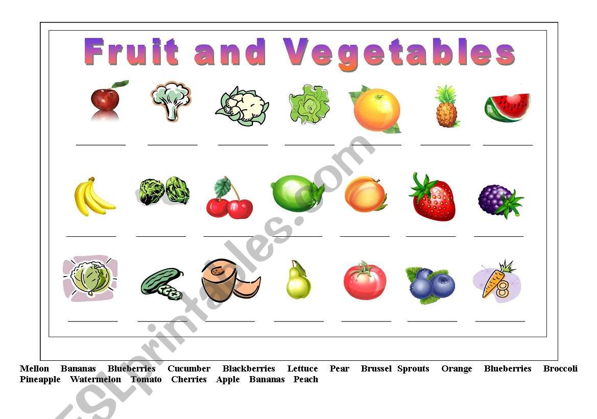 Fruit and Vegetables worksheet