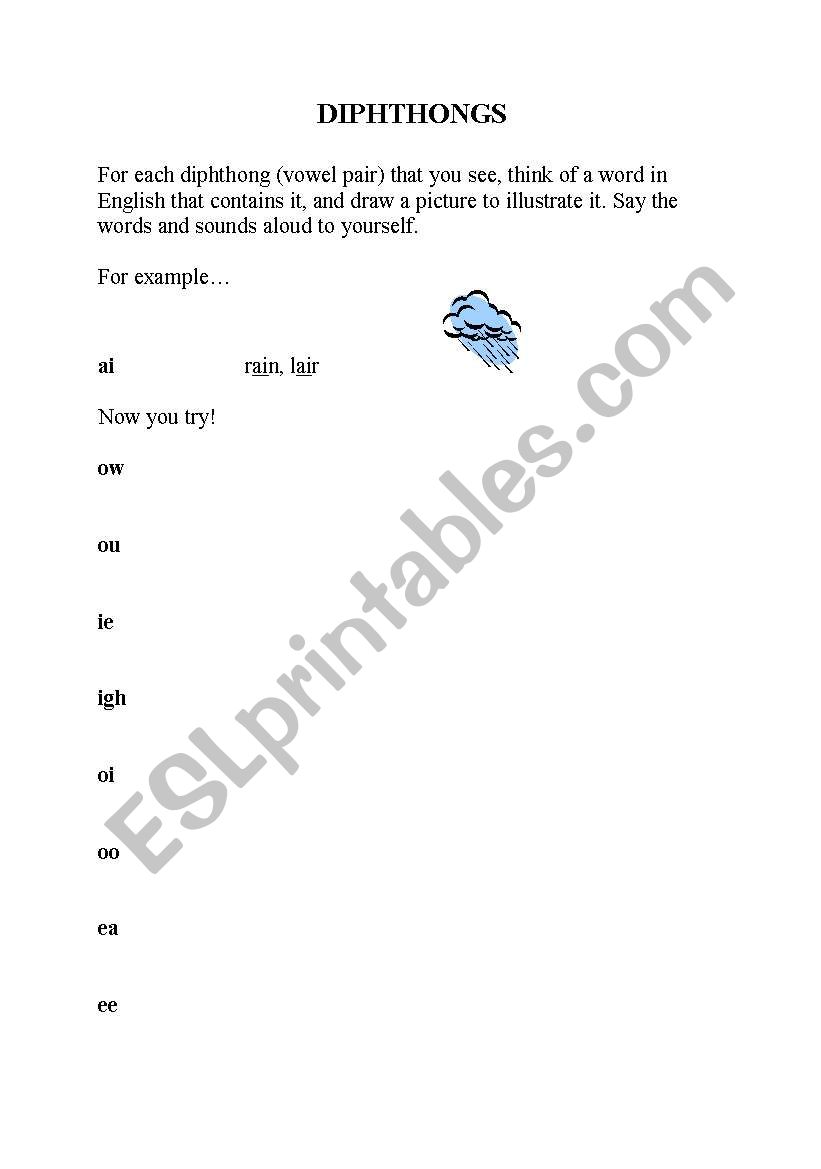 Diphthongs worksheet