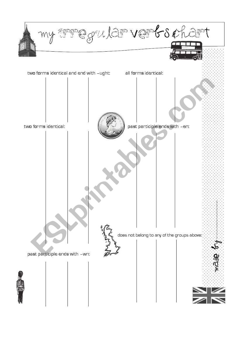 Irregular Verbs Chart  worksheet