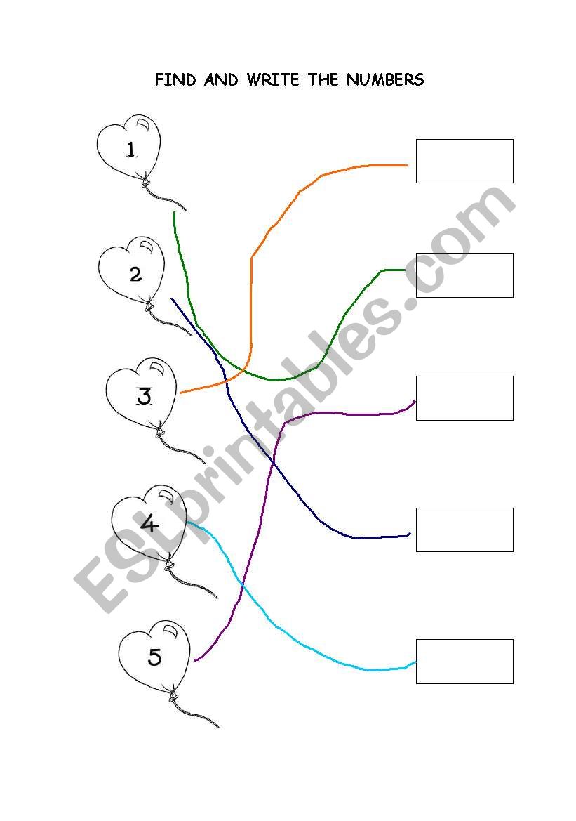 FIND AND WRITE THE NUMBERS worksheet