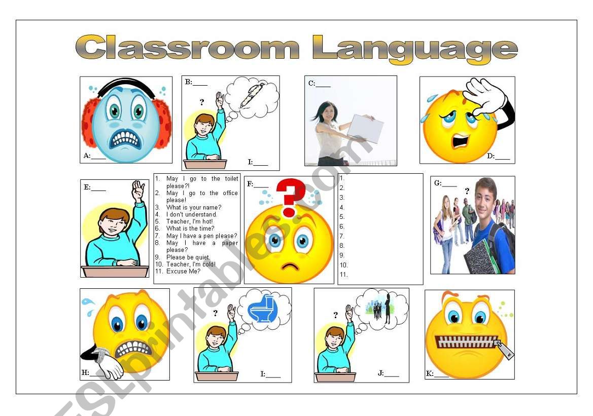 Basic Classroom Language worksheet