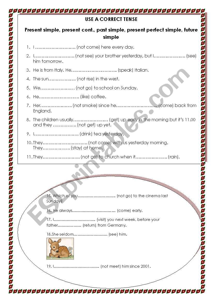 Correct Tense worksheet