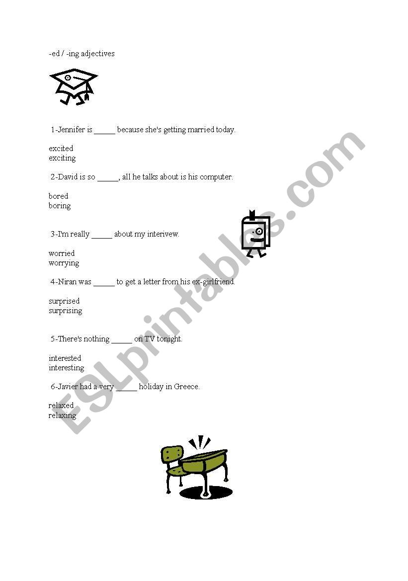 ed ing adjectives worksheet