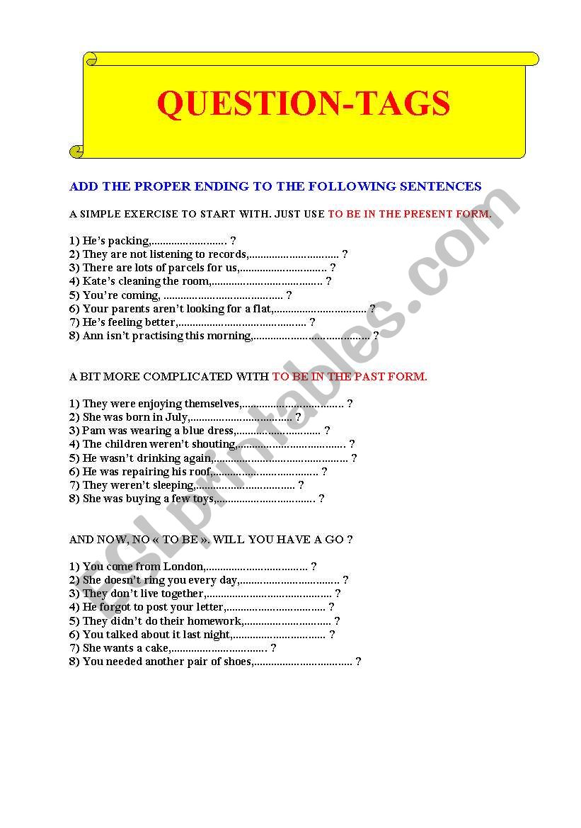 QUESTION-TAGS worksheet