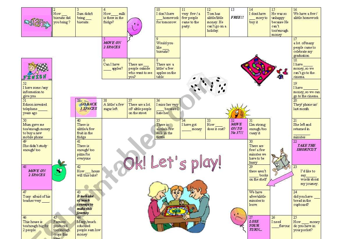 quantifiers board game worksheet